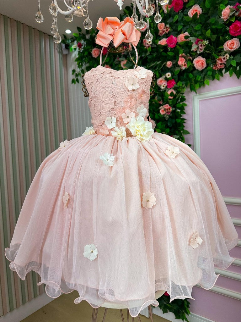 Vestido Juvenil Vila Lele Regata Flores Pessego - Leveza e Elegância para Meninas | Bebeloo Kids