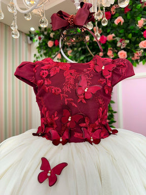 Vestido Juvenil - Midi Vila Lele Sabrina Marsala e Off - Leveza e Elegância para Meninas | Bebeloo Kids