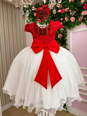 Vestido Juvenil - Midi Vila Lele Sabrina Vermelho e Off - Leveza e Elegância para Meninas | Bebeloo Kids