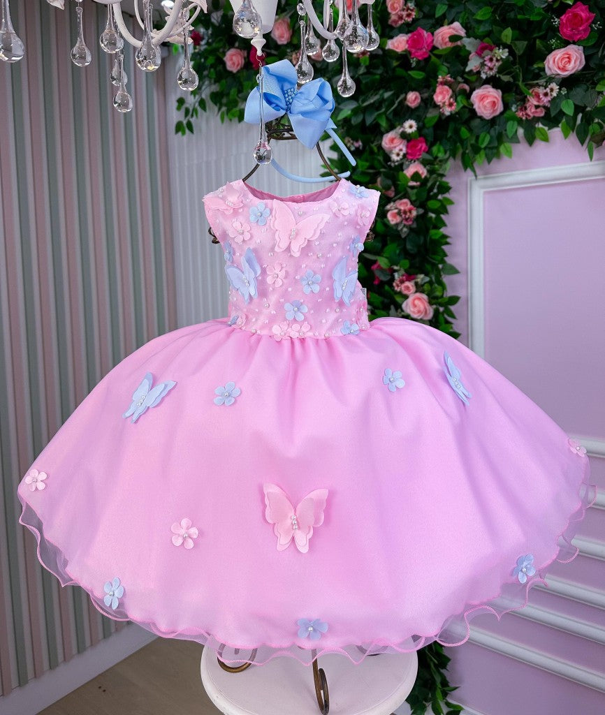Vestido Marie Jardim das Borboletas Rosa Bebe Viviane - Leveza e Elegância para Meninas | Bebeloo Kids