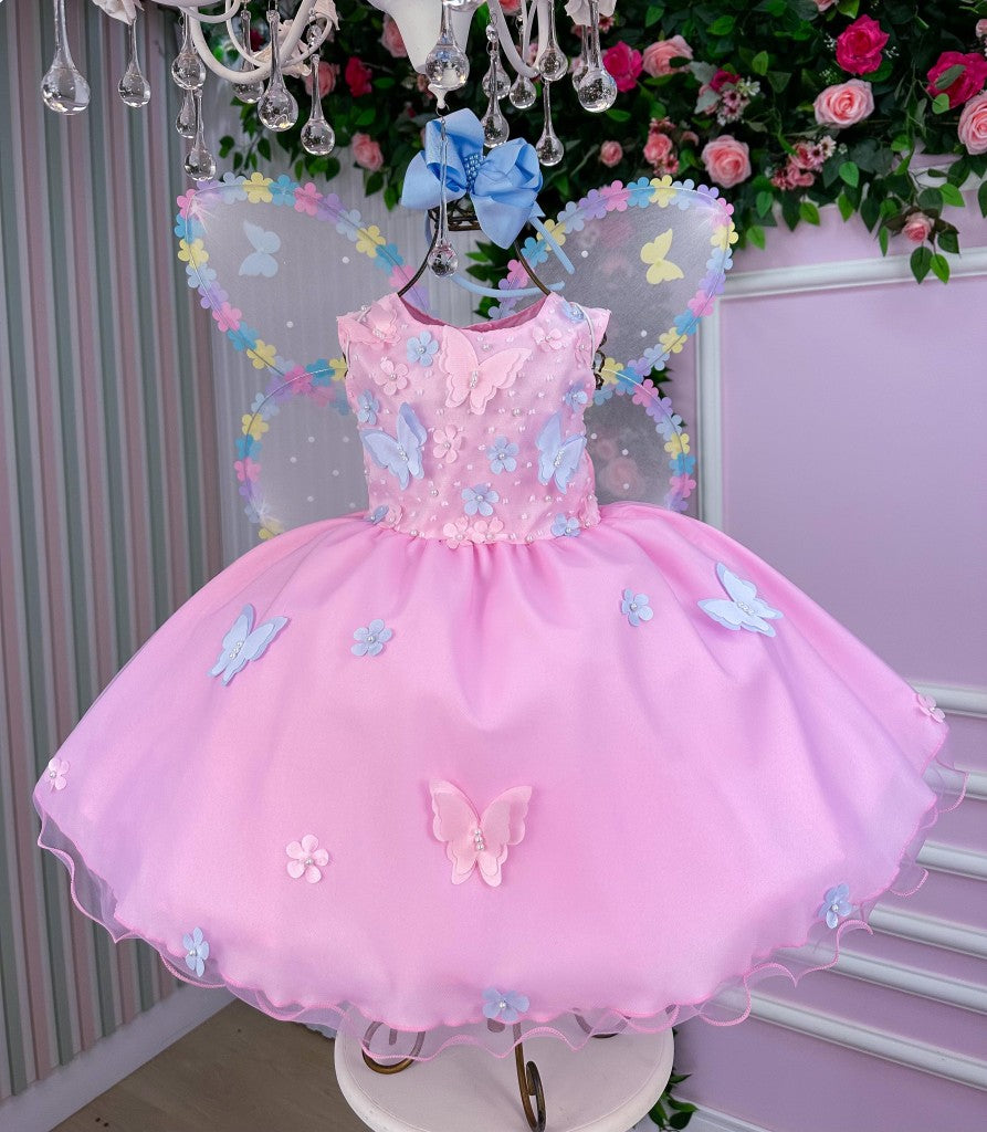 Vestido Marie Jardim das Borboletas Rosa Bebe Viviane - Leveza e Elegância para Meninas | Bebeloo Kids