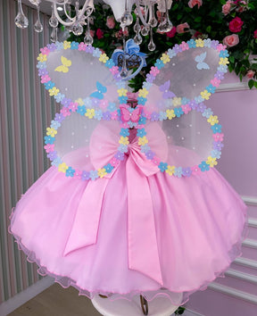 Vestido Marie Jardim das Borboletas Rosa Bebe Viviane - Leveza e Elegância para Meninas | Bebeloo Kids