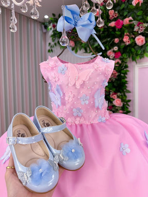 Vestido Marie Jardim das Borboletas Rosa Bebe Viviane - Leveza e Elegância para Meninas | Bebeloo Kids