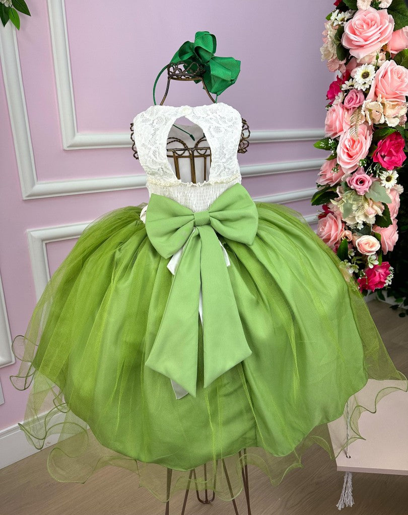 Vestido Juvenil Vila Lele Ivete Peito Off e Saia Verde - Leveza e Elegância para Meninas | Bebeloo Kids