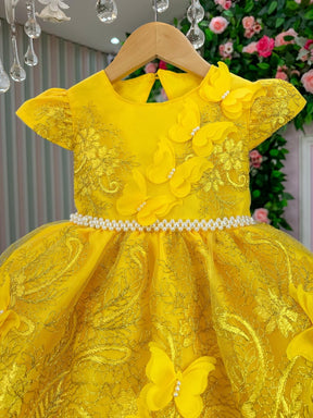 Vestido Marie Jardim Encantado Luxo Amarelo - Leveza e Elegância para Meninas | Bebeloo Kids