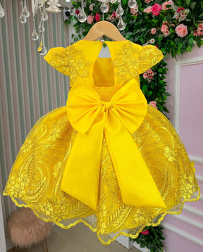 Vestido Marie Jardim Encantado Luxo Amarelo - Leveza e Elegância para Meninas | Bebeloo Kids