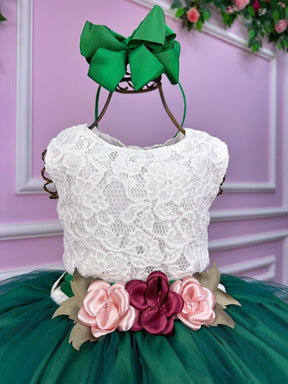 Vestido Juvenil Vila Lele Ivete Peito Off e Saia Verde Bandeira - Leveza e Elegância para Meninas | Bebeloo Kids