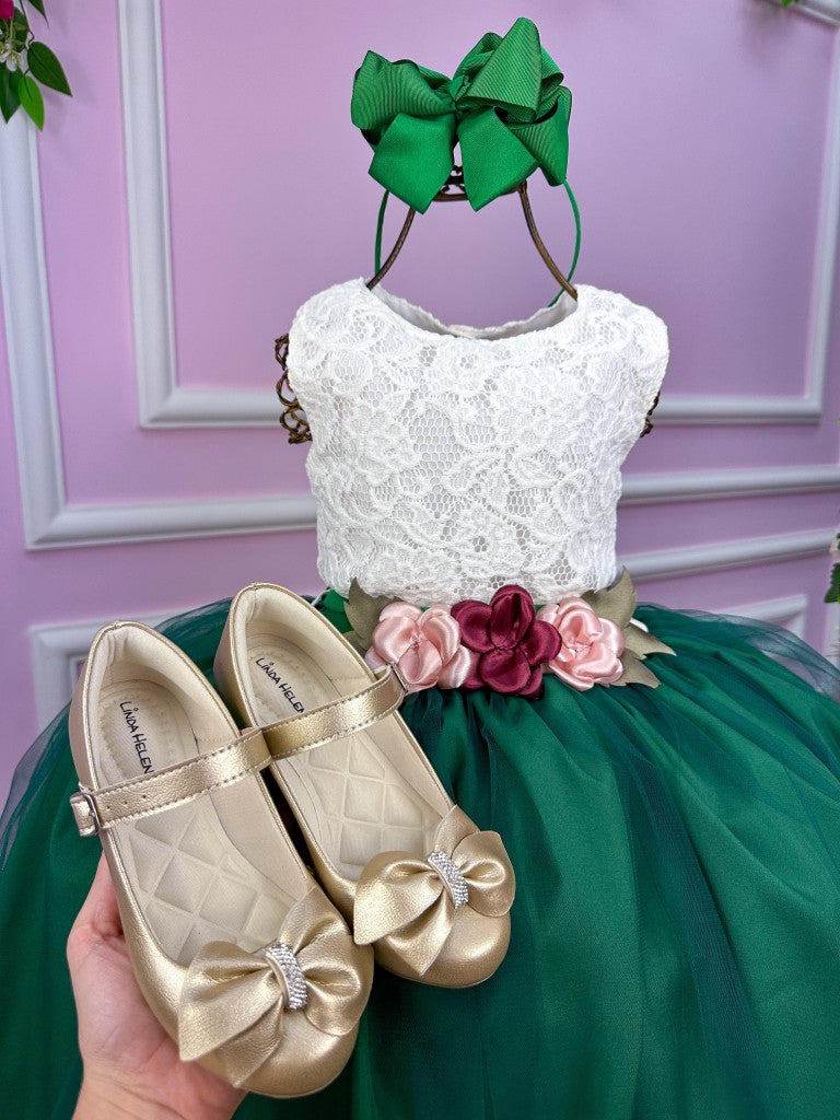 Vestido Juvenil Vila Lele Ivete Peito Off e Saia Verde Bandeira - Leveza e Elegância para Meninas | Bebeloo Kids