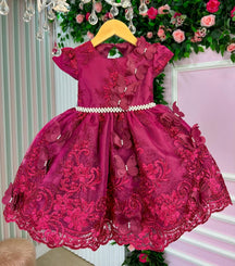 Vestido Marie Jardim Encantado Luxo Marsala - Leveza e Elegância para Meninas | Bebeloo Kids