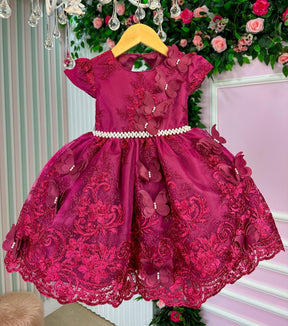 Vestido Marie Jardim Encantado Luxo Marsala - Leveza e Elegância para Meninas | Bebeloo Kids
