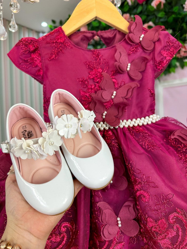 Vestido Marie Jardim Encantado Luxo Marsala - Leveza e Elegância para Meninas | Bebeloo Kids