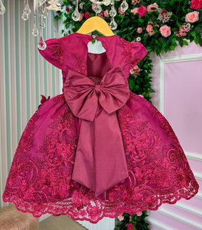 Vestido Marie Jardim Encantado Luxo Marsala - Leveza e Elegância para Meninas | Bebeloo Kids