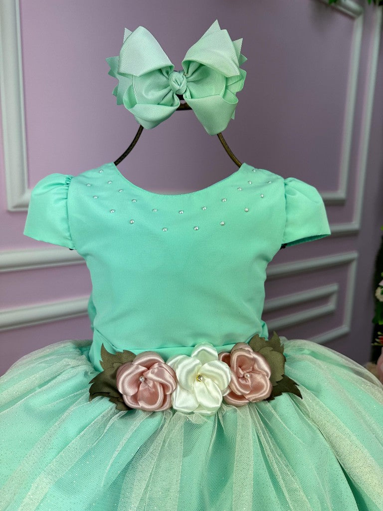 Vestido Juvenil Vila Lele Luiza Verde Menta - Leveza e Elegância para Meninas | Bebeloo Kids