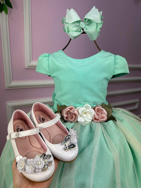 Vestido Juvenil Vila Lele Luiza Verde Menta - Leveza e Elegância para Meninas | Bebeloo Kids