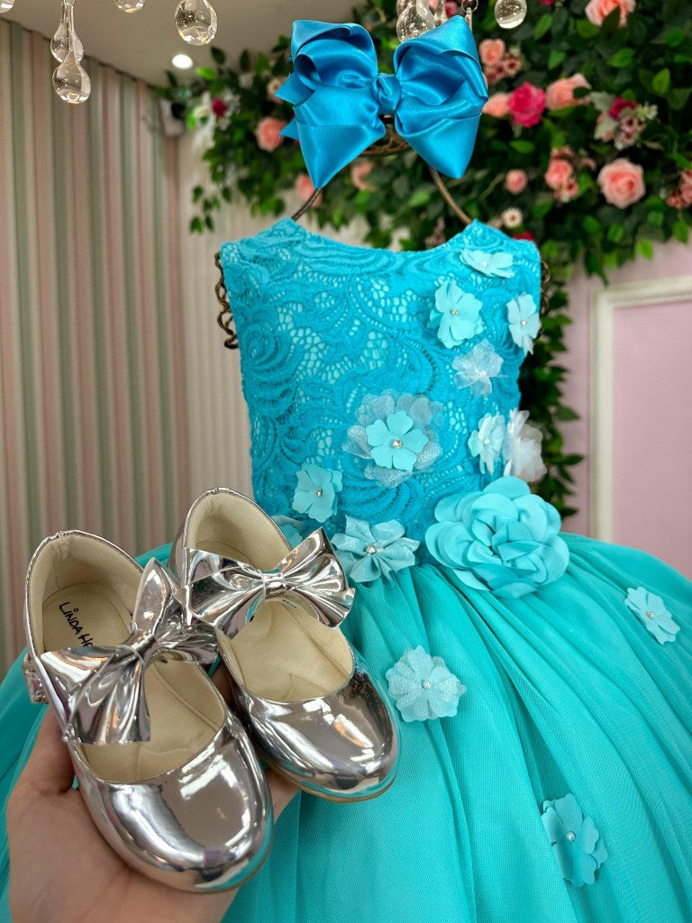 Vestido Juvenil Vila Lele Regata Flores Verde Tiffany - Leveza e Elegância para Meninas | Bebeloo Kids