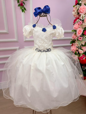 Vestido Lorenzetti Longo Off Detalhes Azul Marinho - Leveza e Elegância para Meninas | Bebeloo Kids