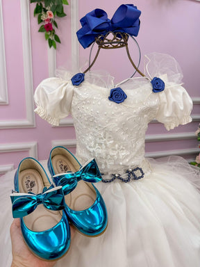 Vestido Lorenzetti Longo Off Detalhes Azul Marinho - Leveza e Elegância para Meninas | Bebeloo Kids
