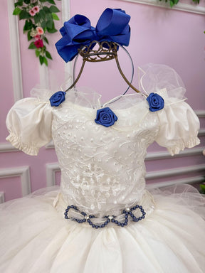 Vestido Lorenzetti Longo Off Detalhes Azul Marinho - Leveza e Elegância para Meninas | Bebeloo Kids