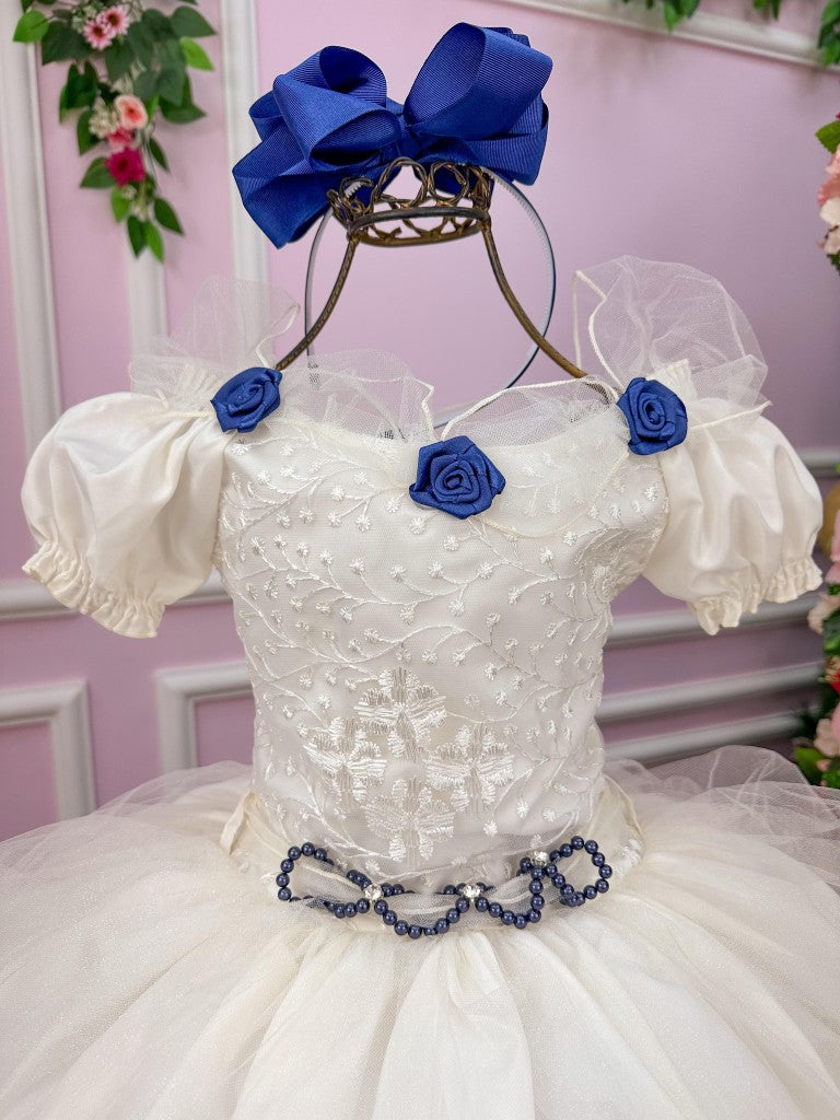 Vestido Lorenzetti Longo Off Detalhes Azul Marinho - Leveza e Elegância para Meninas | Bebeloo Kids