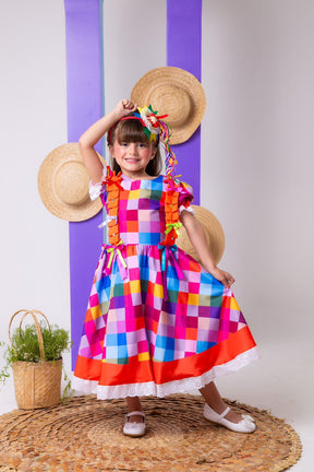 Vestido Marie Junino Arraia do Sertão Luxo Modelo 2 - Leveza e Elegância para Meninas | Bebeloo Kids