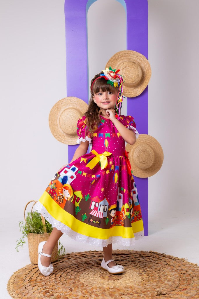 Vestido Marie Junino Roça Feliz Luxo - Leveza e Elegância para Meninas | Bebeloo Kids
