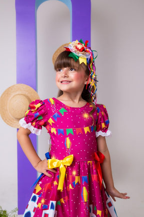 Vestido Marie Junino Roça Feliz Luxo - Leveza e Elegância para Meninas | Bebeloo Kids