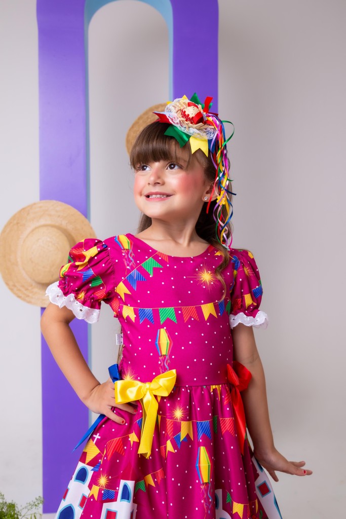 Vestido Marie Junino Roça Feliz Luxo - Leveza e Elegância para Meninas | Bebeloo Kids