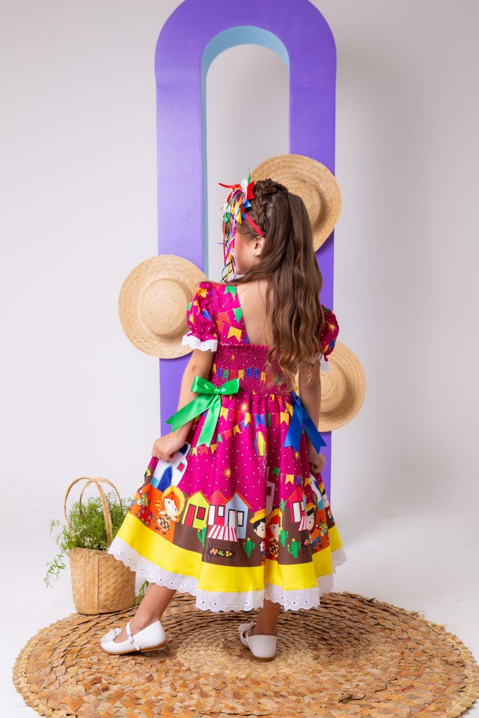 Vestido Marie Junino Roça Feliz Luxo - Leveza e Elegância para Meninas | Bebeloo Kids