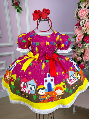 Vestido Marie Junino Roça Feliz Luxo - Leveza e Elegância para Meninas | Bebeloo Kids