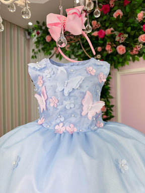 Vestido Marie Jardim das Borboletas Azul Bebe Viviane - Leveza e Elegância para Meninas | Bebeloo Kids