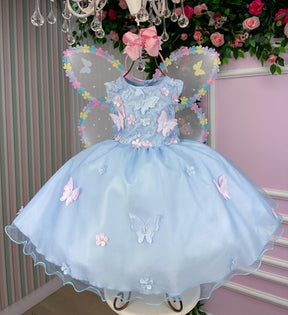 Vestido Marie Jardim das Borboletas Azul Bebe Viviane - Leveza e Elegância para Meninas | Bebeloo Kids