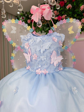 Vestido Marie Jardim das Borboletas Azul Bebe Viviane - Leveza e Elegância para Meninas | Bebeloo Kids