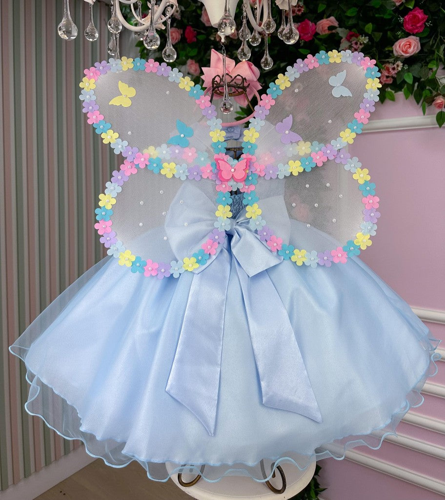 Vestido Marie Jardim das Borboletas Azul Bebe Viviane - Leveza e Elegância para Meninas | Bebeloo Kids