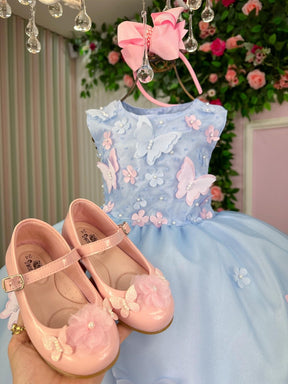 Vestido Marie Jardim das Borboletas Azul Bebe Viviane - Leveza e Elegância para Meninas | Bebeloo Kids