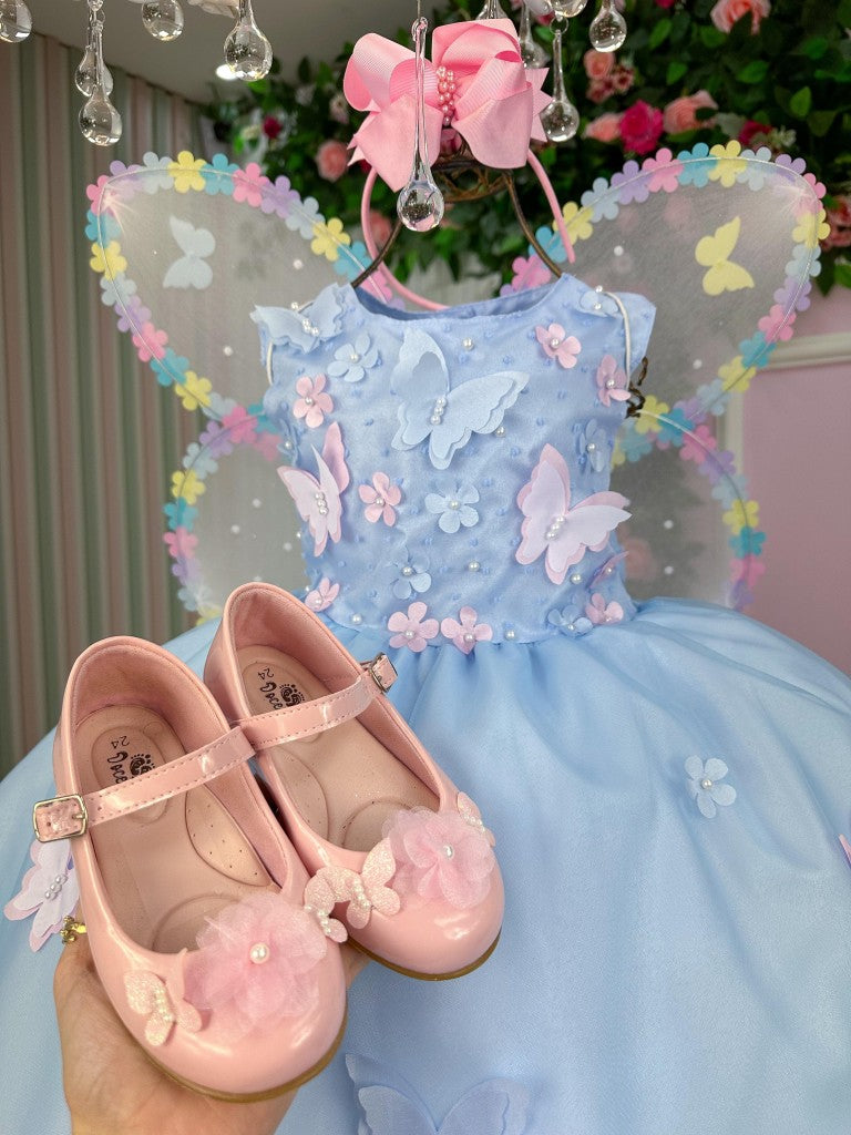 Vestido Marie Jardim das Borboletas Azul Bebe Viviane - Leveza e Elegância para Meninas | Bebeloo Kids
