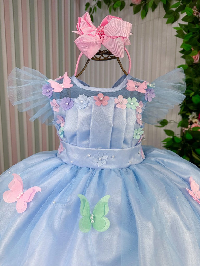 Vestido Marie Jardim Encantado Isis Luxinho Azul - Leveza e Elegância para Meninas | Bebeloo Kids