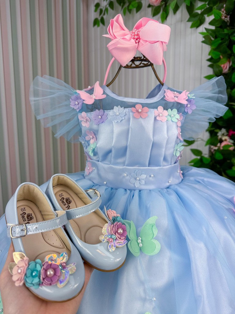 Vestido Marie Jardim Encantado Isis Luxinho Azul - Leveza e Elegância para Meninas | Bebeloo Kids