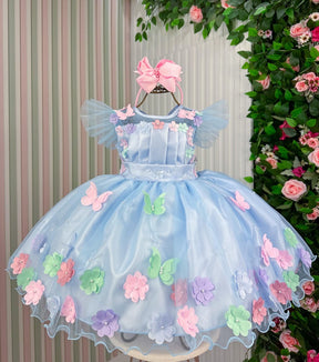 Vestido Marie Jardim Encantado Isis Luxinho Azul - Leveza e Elegância para Meninas | Bebeloo Kids