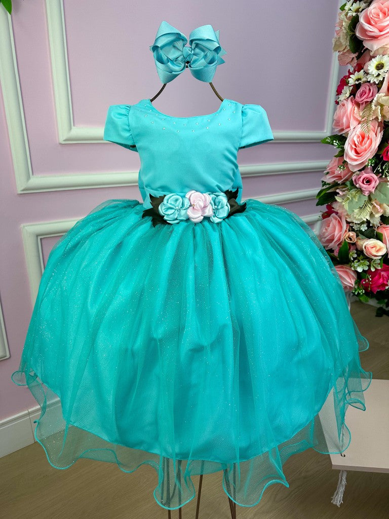 Vestido Juvenil Vila Lele Luiza Verde Tiffany - Leveza e Elegância para Meninas | Bebeloo Kids