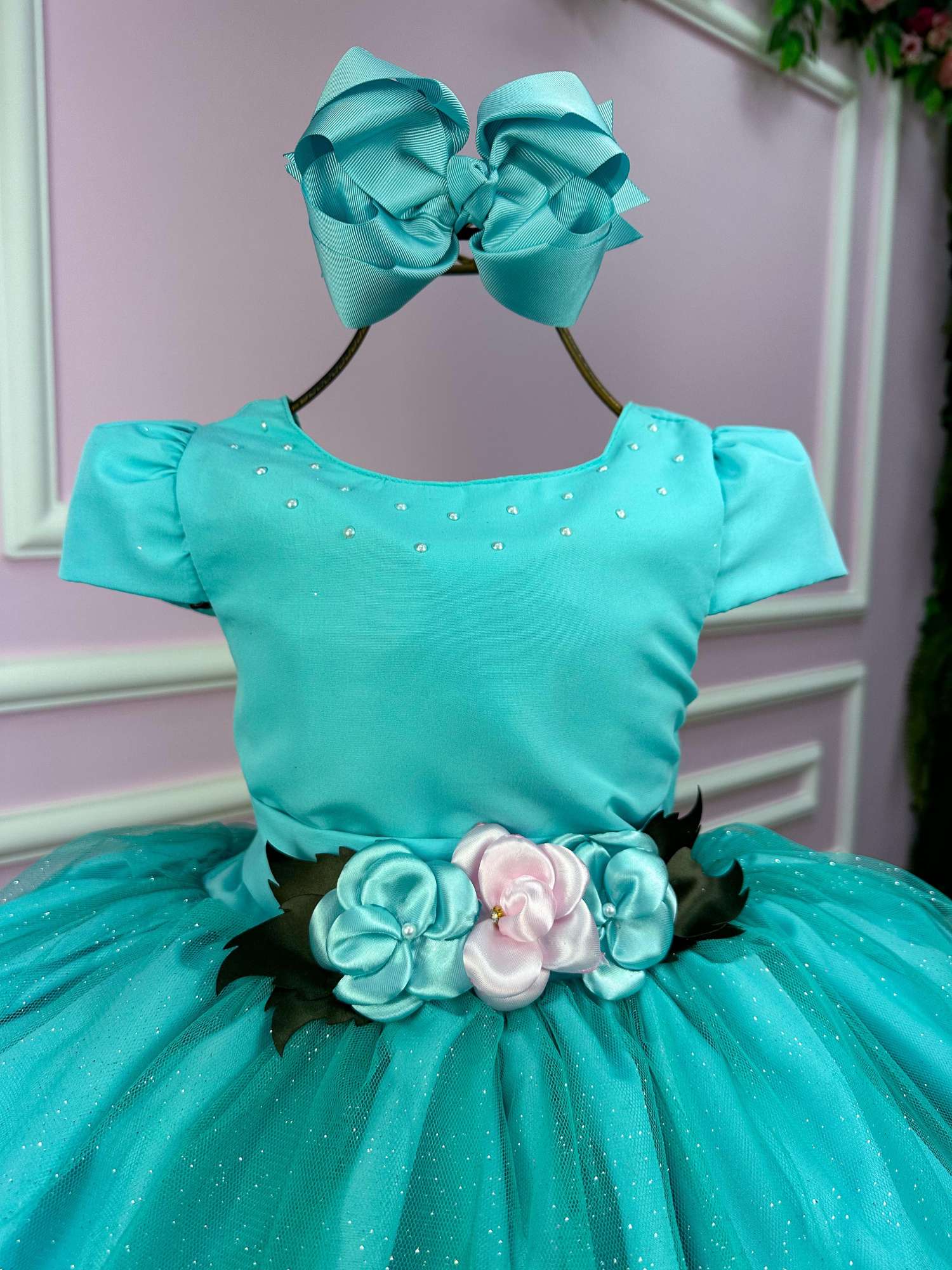 Vestido Juvenil Vila Lele Luiza Verde Tiffany - Leveza e Elegância para Meninas | Bebeloo Kids