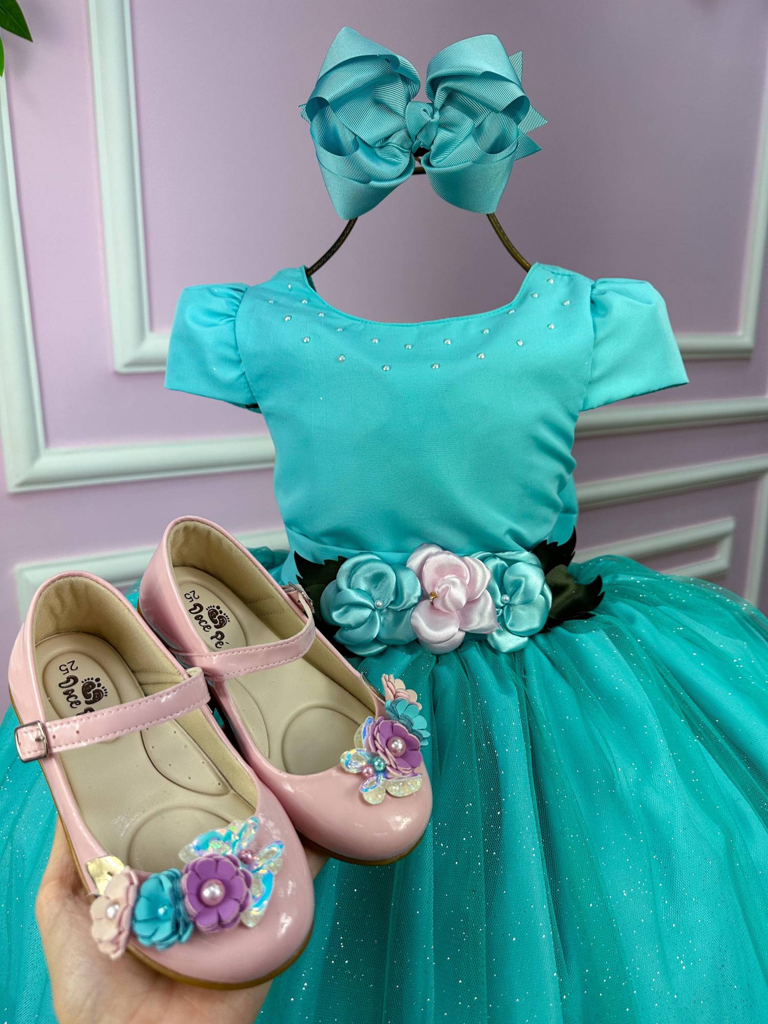 Vestido Juvenil Vila Lele Luiza Verde Tiffany - Leveza e Elegância para Meninas | Bebeloo Kids