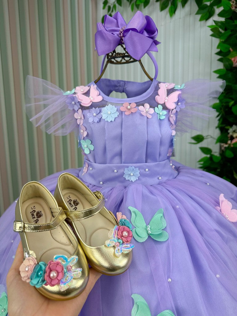 Vestido Marie Jardim Encantado Isis Luxinho Lilas - Leveza e Elegância para Meninas | Bebeloo Kids