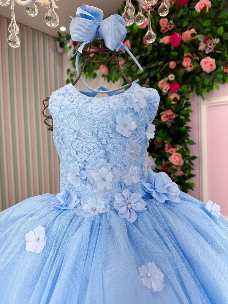 Vestido Juvenil Vila Lele Regata Flores Azul Bebe - Leveza e Elegância para Meninas | Bebeloo Kids