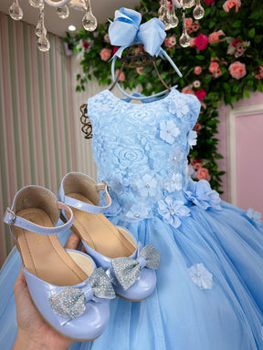 Vestido Juvenil Vila Lele Regata Flores Azul Bebe - Leveza e Elegância para Meninas | Bebeloo Kids