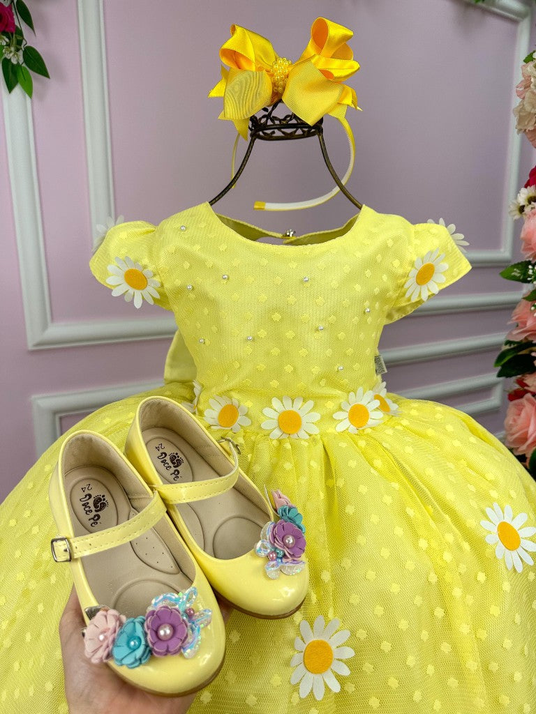 Vestido Marie Jardim Encantado Margaridas Amarelo - Leveza e Elegância para Meninas | Bebeloo Kids