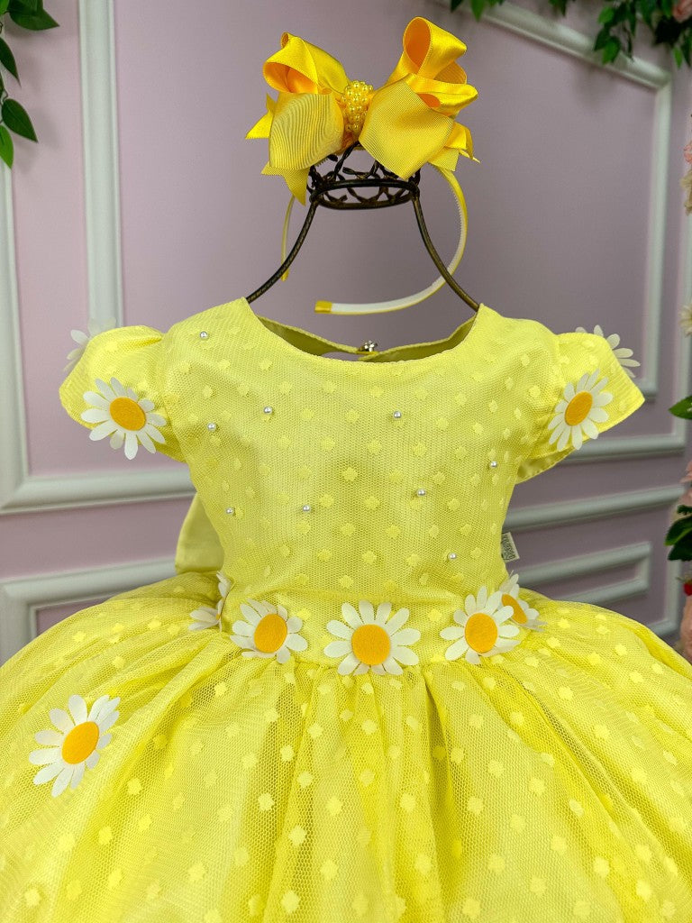 Vestido Marie Jardim Encantado Margaridas Amarelo - Leveza e Elegância para Meninas | Bebeloo Kids
