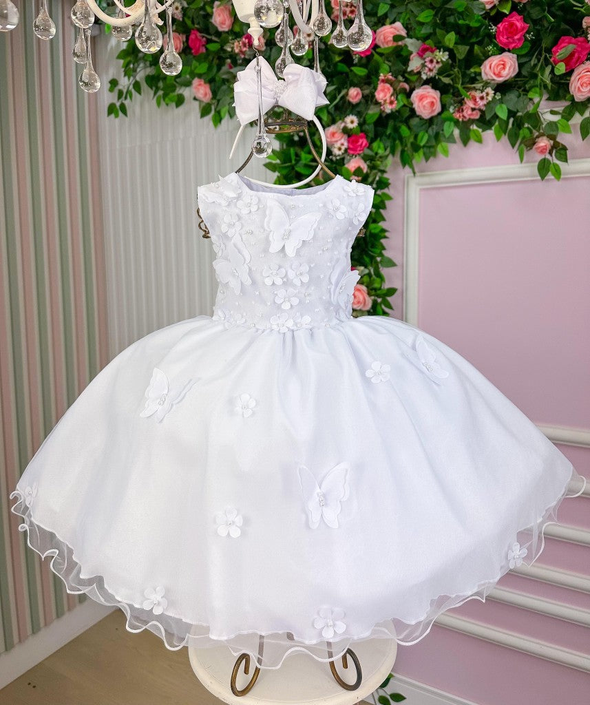 Vestido Marie Jardim das Borboletas Branco Viviane - Leveza e Elegância para Meninas | Bebeloo Kids