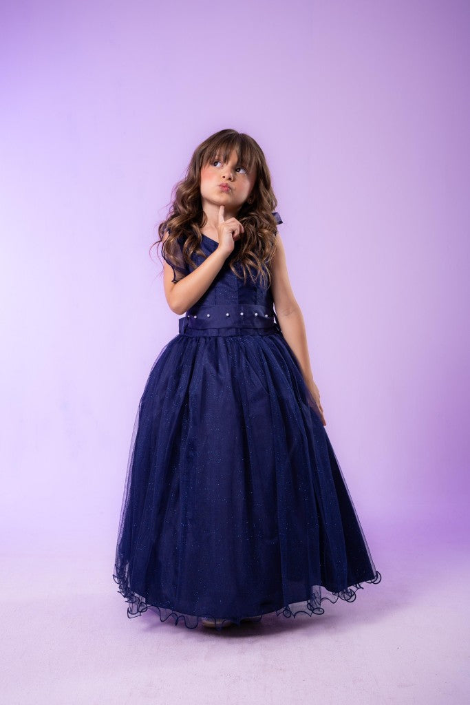 Vestido Marie Longo Mel Azul Petróleo - Leveza e Elegância para Meninas | Bebeloo Kids