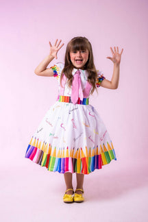 Vestido Marie Lapis Aquarela ABC Branco