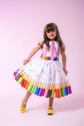 Vestido Marie Lapis Aquarela ABC Branco